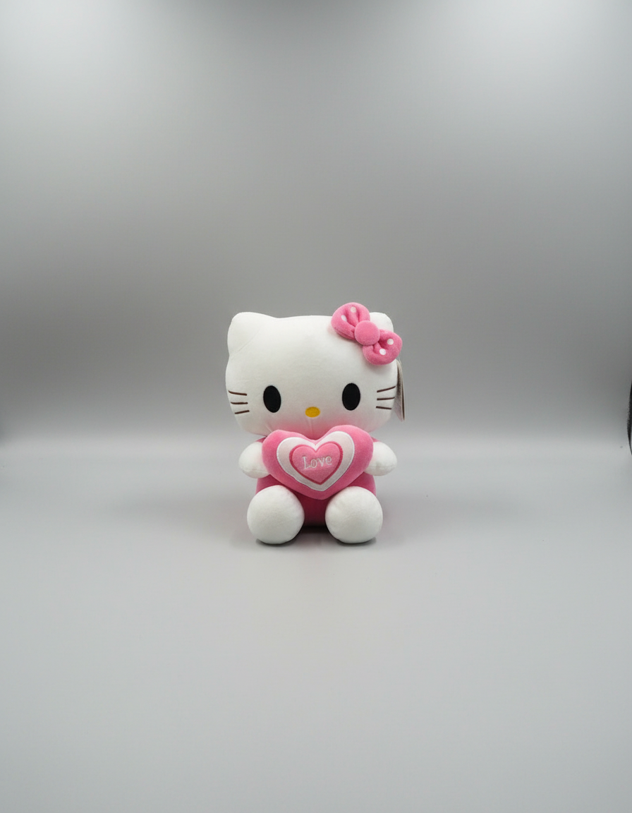 Hello Kitty Pellush 35cm – Me Zemër “Love”, Ngjyrë Rozë ose Të Kuqe