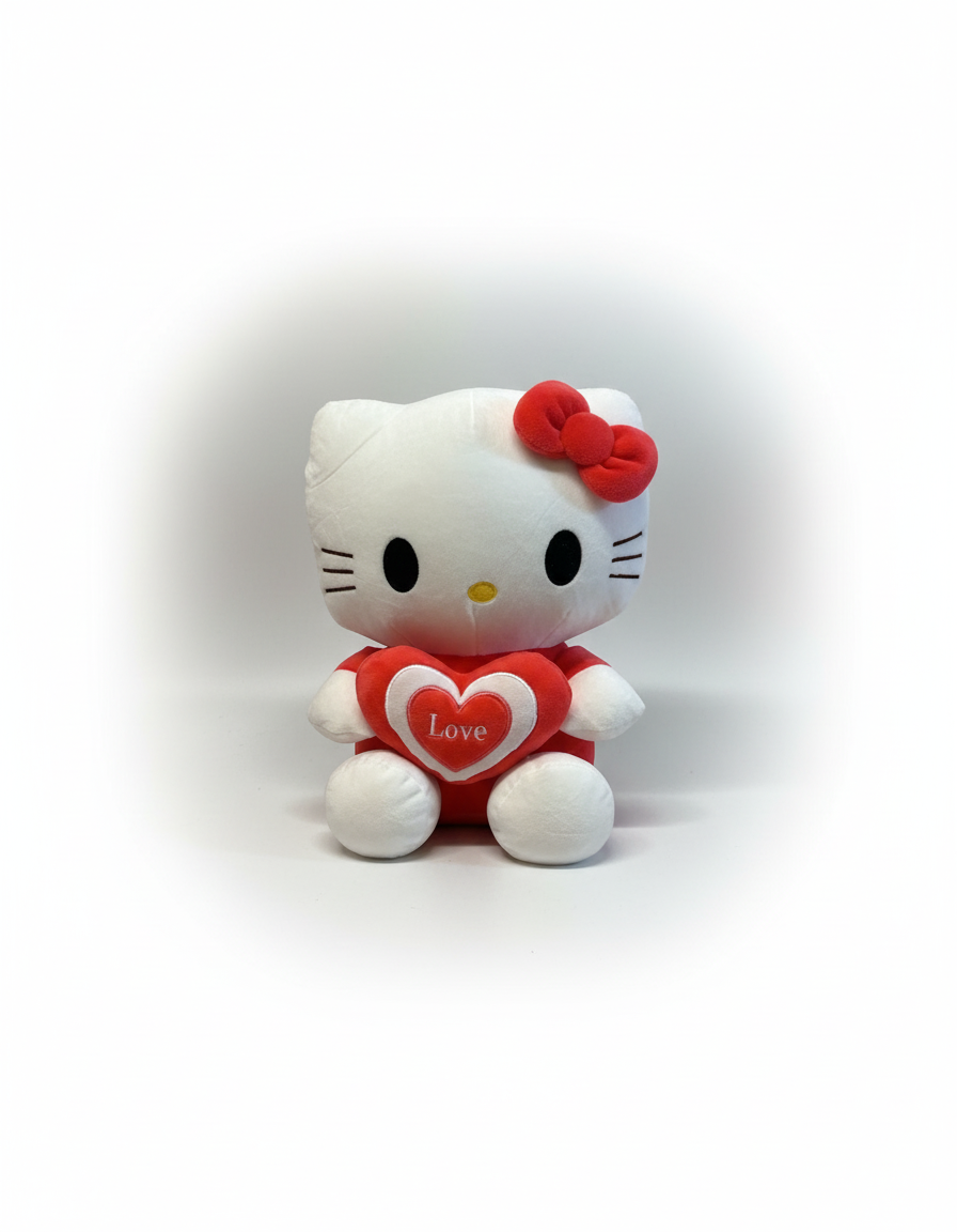 Hello Kitty Pellush 35cm – Me Zemër “Love”, Ngjyrë Rozë ose Të Kuqe