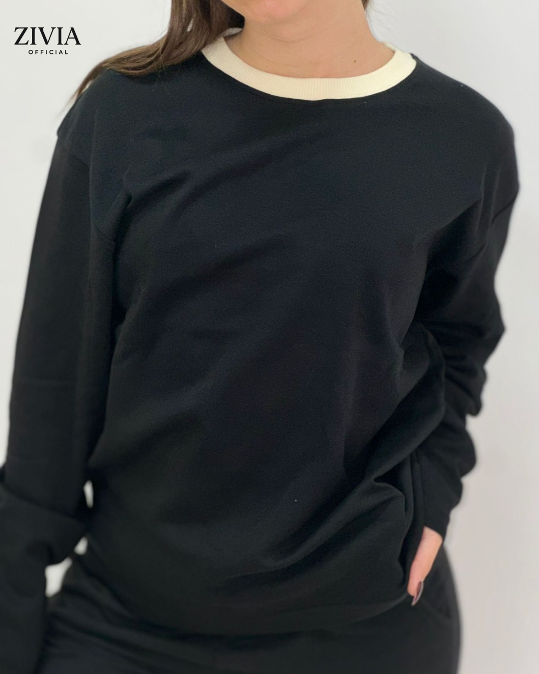 Bluze Unisex me Mëngë të Gjata & Jakë Kontrastuese