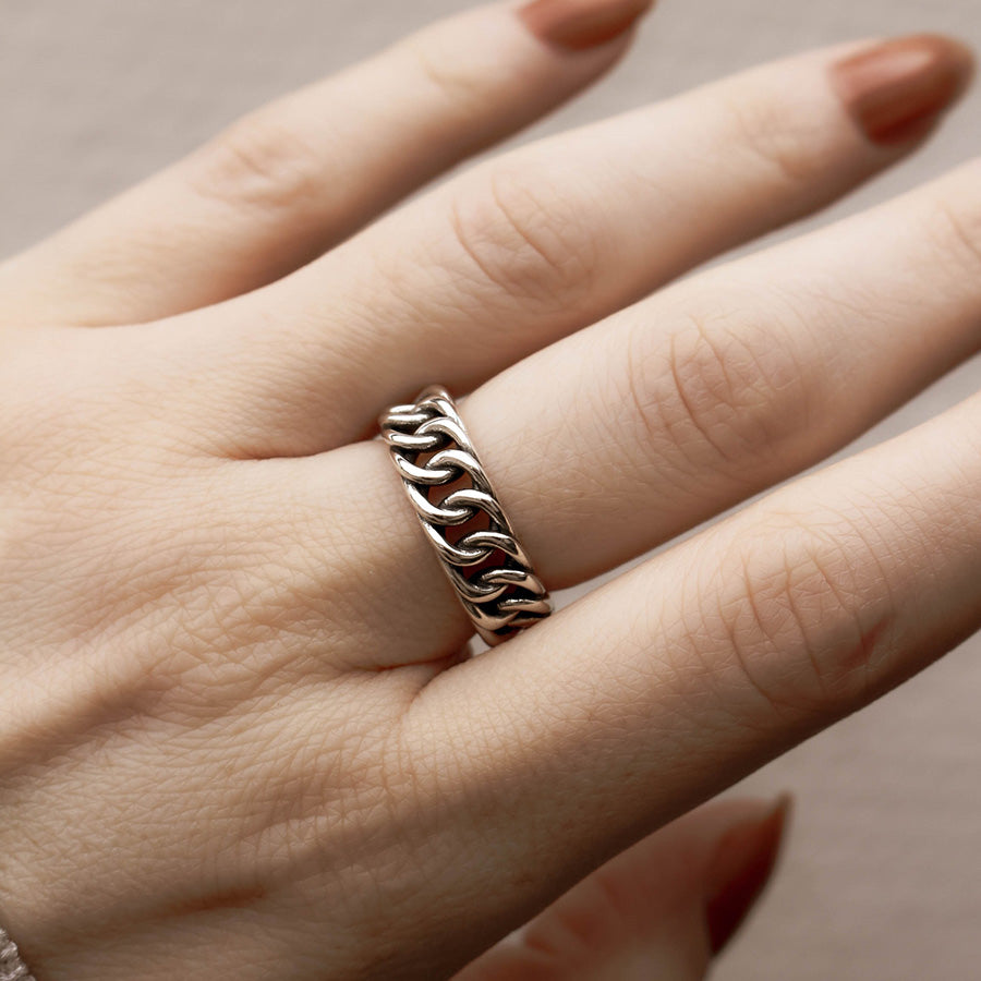 Unazë Argjendi “Chain Link” – Stil Modern & Unisex