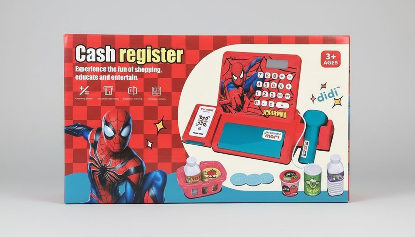 Spiderman Cash Register Toy – Kids Shopping & Scanner Play Set (Ages 3+)