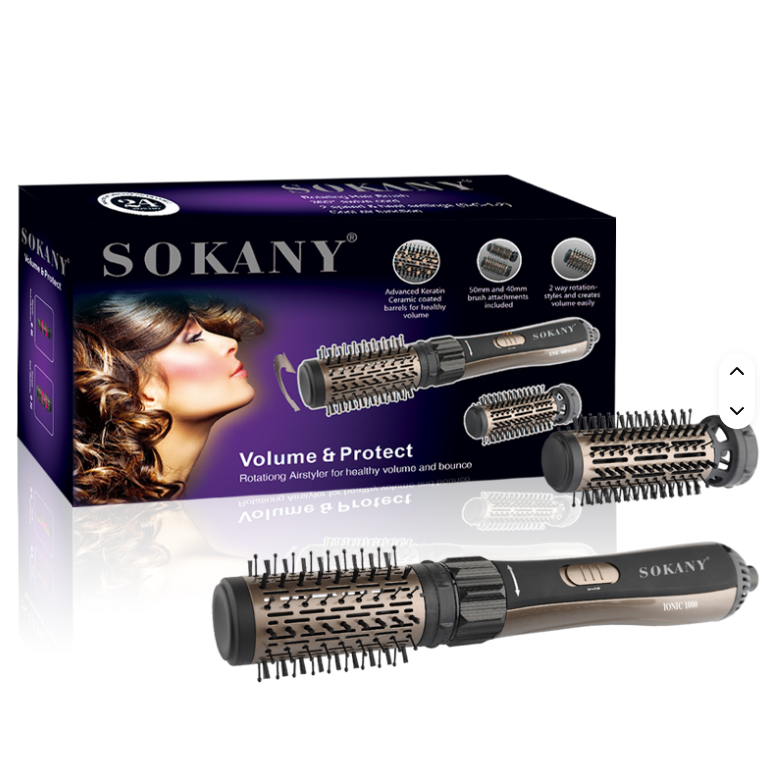 Sokany 360° Hair Styler – Furçë Rrotulluese 3-Shpejtësi me Keratin Ceramic