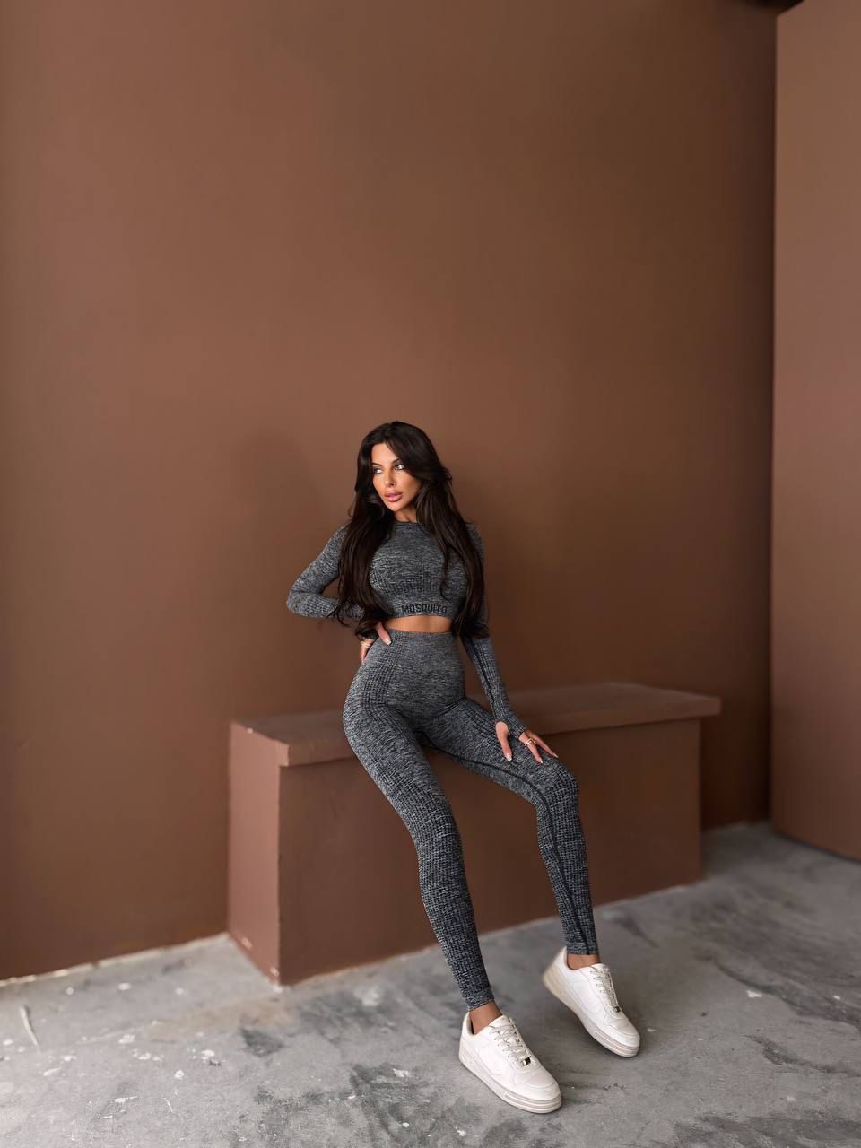 Set Sportiv 2-Pjesësh për Femra | Tuta High-Waist & Crop Top Elastik | Fitness, Yoga, Casual