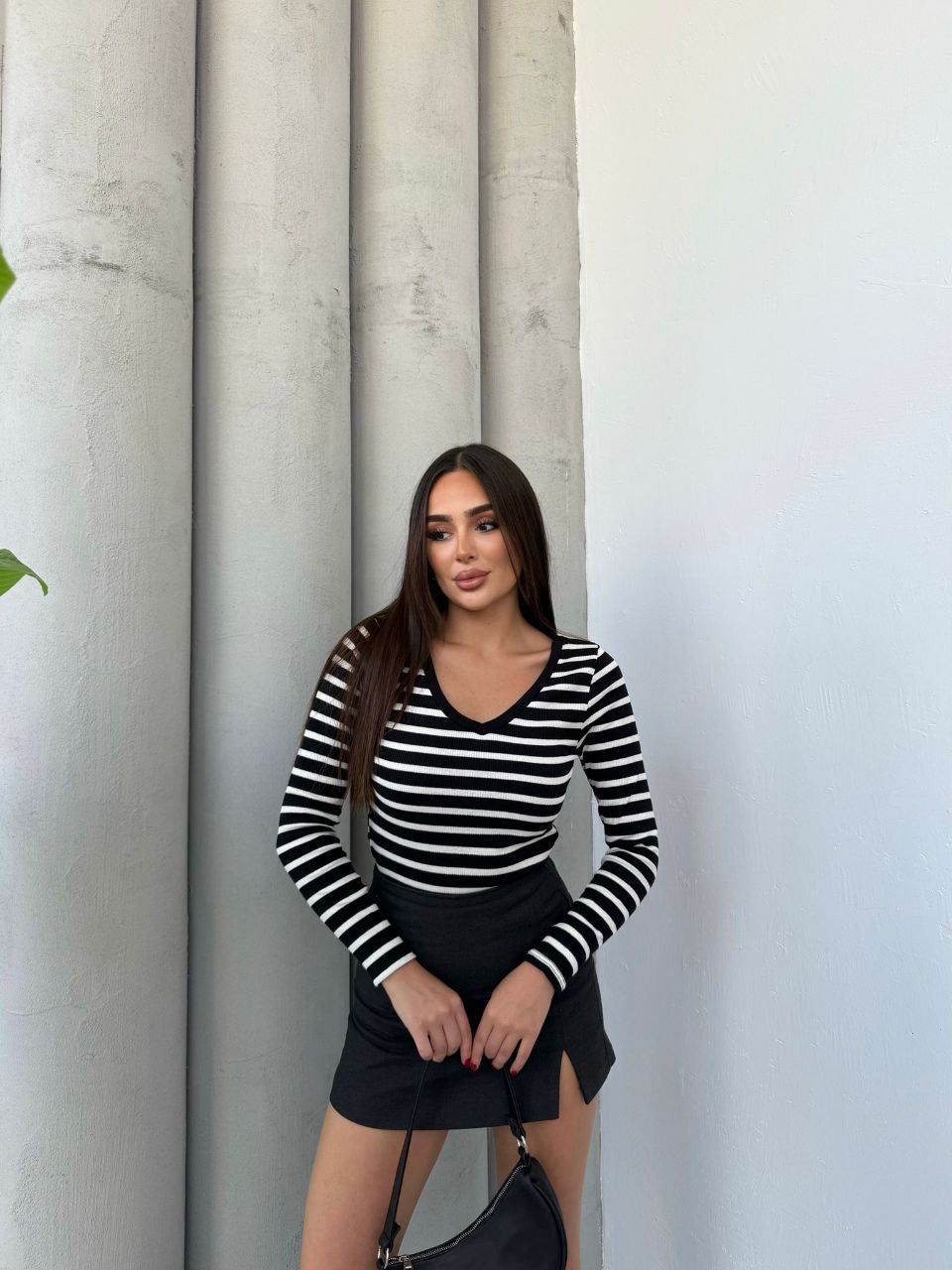 Bluzë me Vija Horizontale – Jake V, Material i Butë & Stretch, Mëngë të Gjata