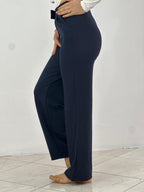 Pantallona Elegante për Femra | Bel i Lartë & Prerje Moderne | Ngjyrë Blu e Errët | Chic, Minimal & Timeless