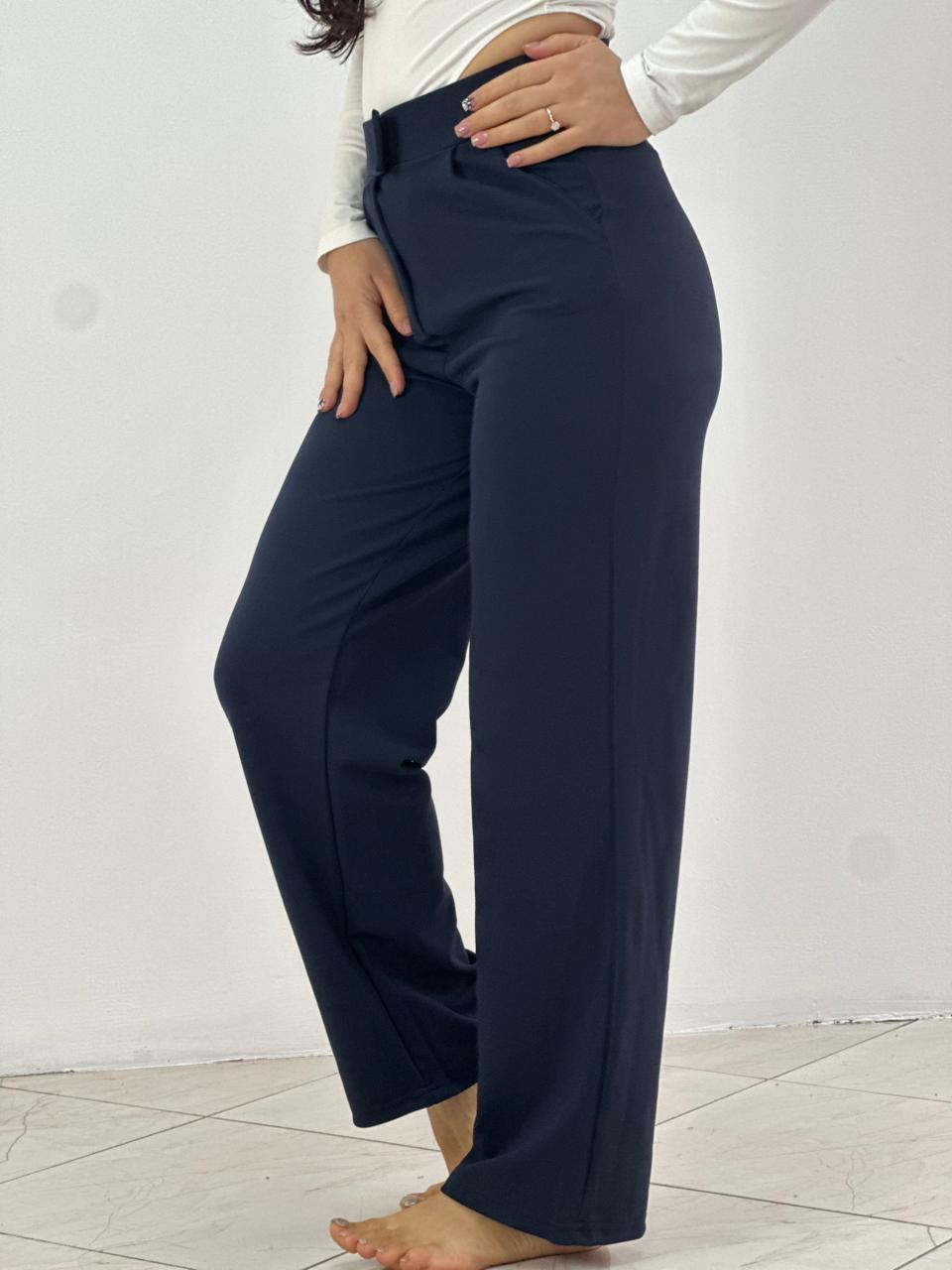 Pantallona Elegante për Femra | Bel i Lartë & Prerje Moderne | Ngjyrë Blu e Errët | Chic, Minimal & Timeless