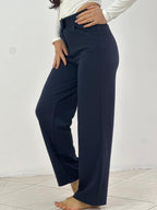Pantallona Elegante për Femra | Bel i Lartë & Prerje Moderne | Ngjyrë Blu e Errët | Chic, Minimal & Timeless