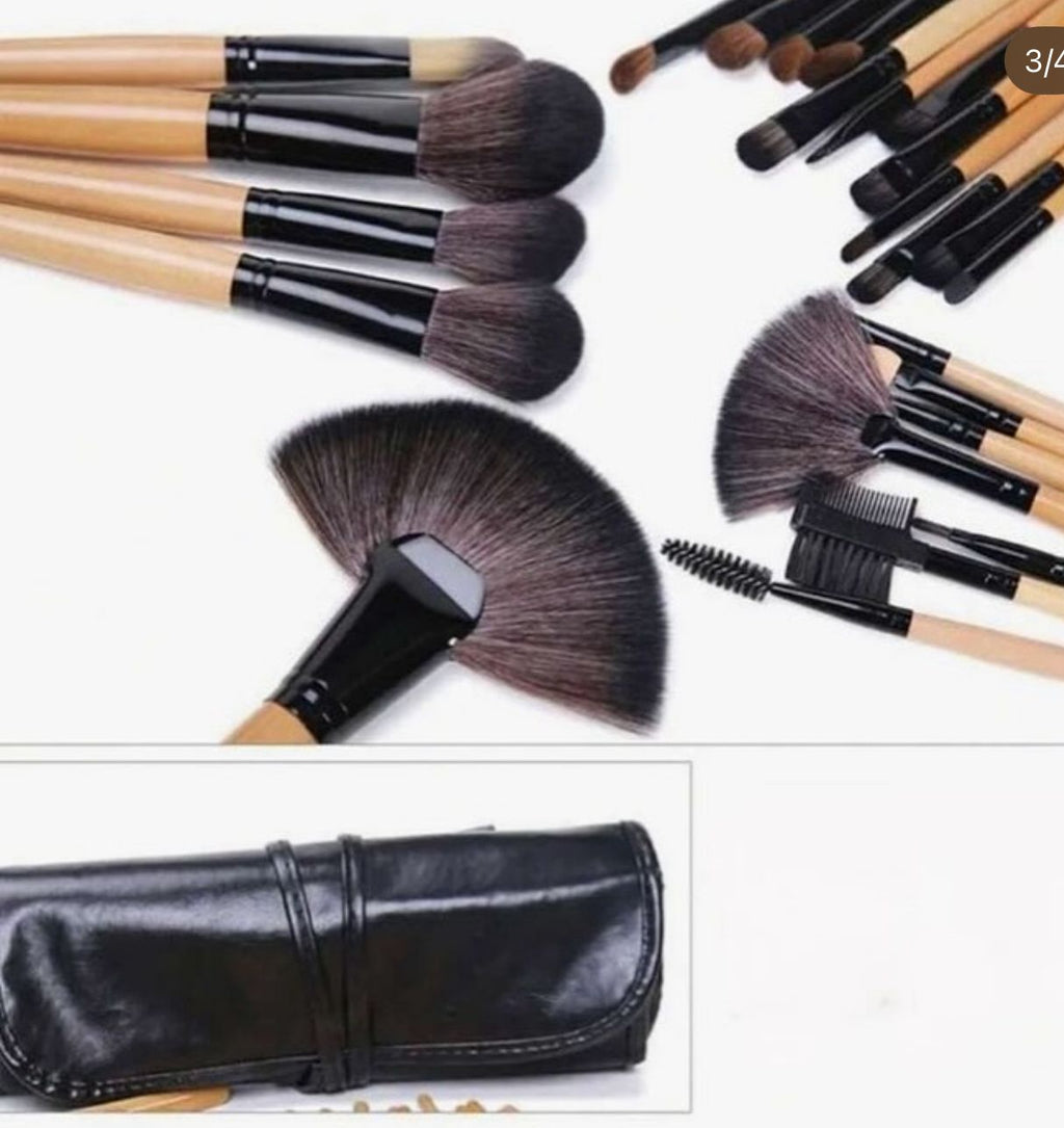 Set Profesional Furçash Make-up – 24 Copë me Dorëza Druri & Çantë Organizimi