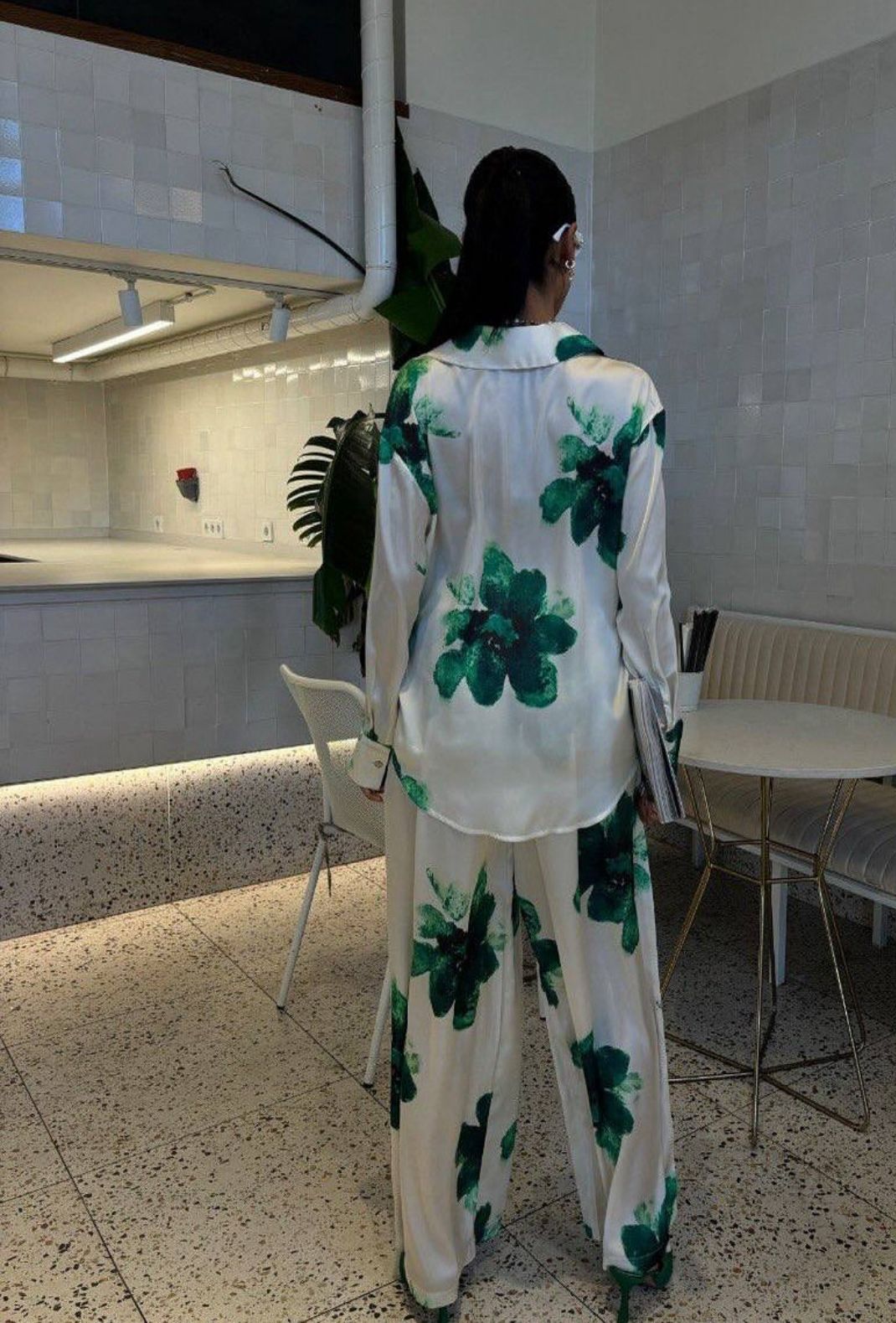 Set Sateni Premium me Print Lulesh – Këmishë & Pantallona