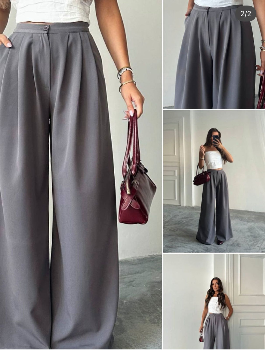 Pantallona Palazzo për Femra – Model me Prerje të Gjerë & Bel të Lartë