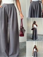 Pantallona Palazzo për Femra – Model me Prerje të Gjerë & Bel të Lartë