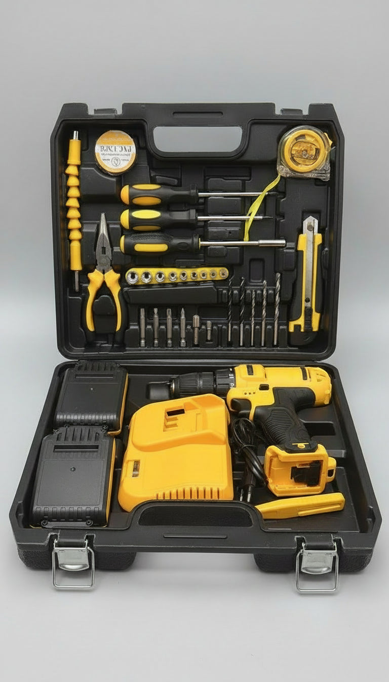 Set Veglash me Pistoletë Elektrike & 2 Bateri – Kompleti për shtëpi dhe punime të ndryshme