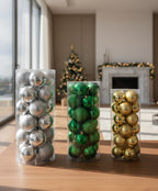 Set Topthash Dekorativ për Pemen e Vitit të Ri – Gri, Jeshile & Gold