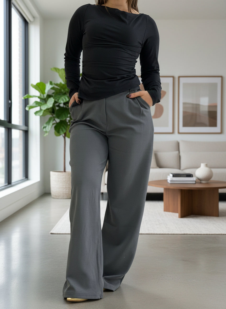 Pantallona me bel te larte – Prerje e drejte, e rehatshme & Stil Minimalist