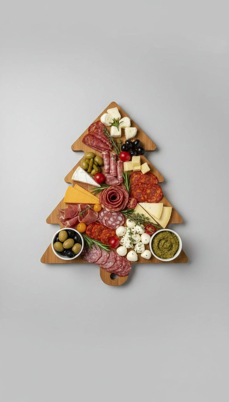 Dërrasë Bambuje në Formë Peme – Festive & Praktike për Servirje