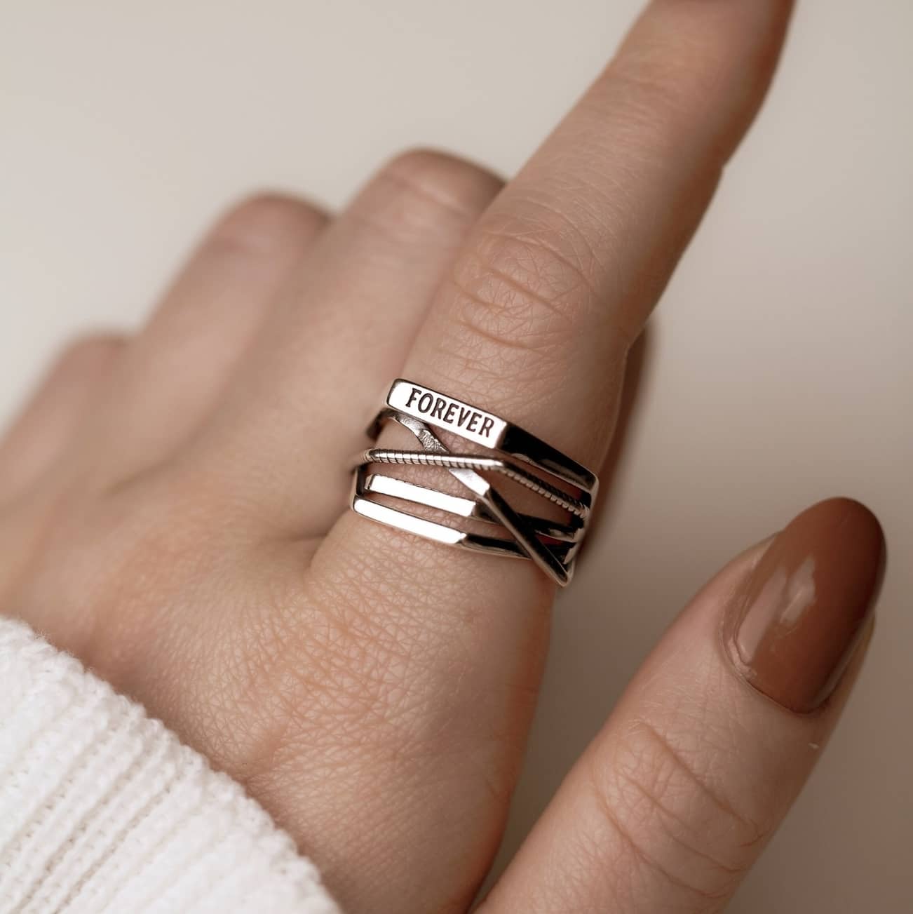 Unazë Argjendi “Forever” – Minimaliste & e rregullueshme